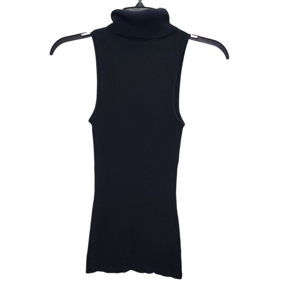 Bebe Women's Y2K Black Sparkle Sleeveless Stretch Rib Knit Turtleneck Top Size M - Picture 1 of 4